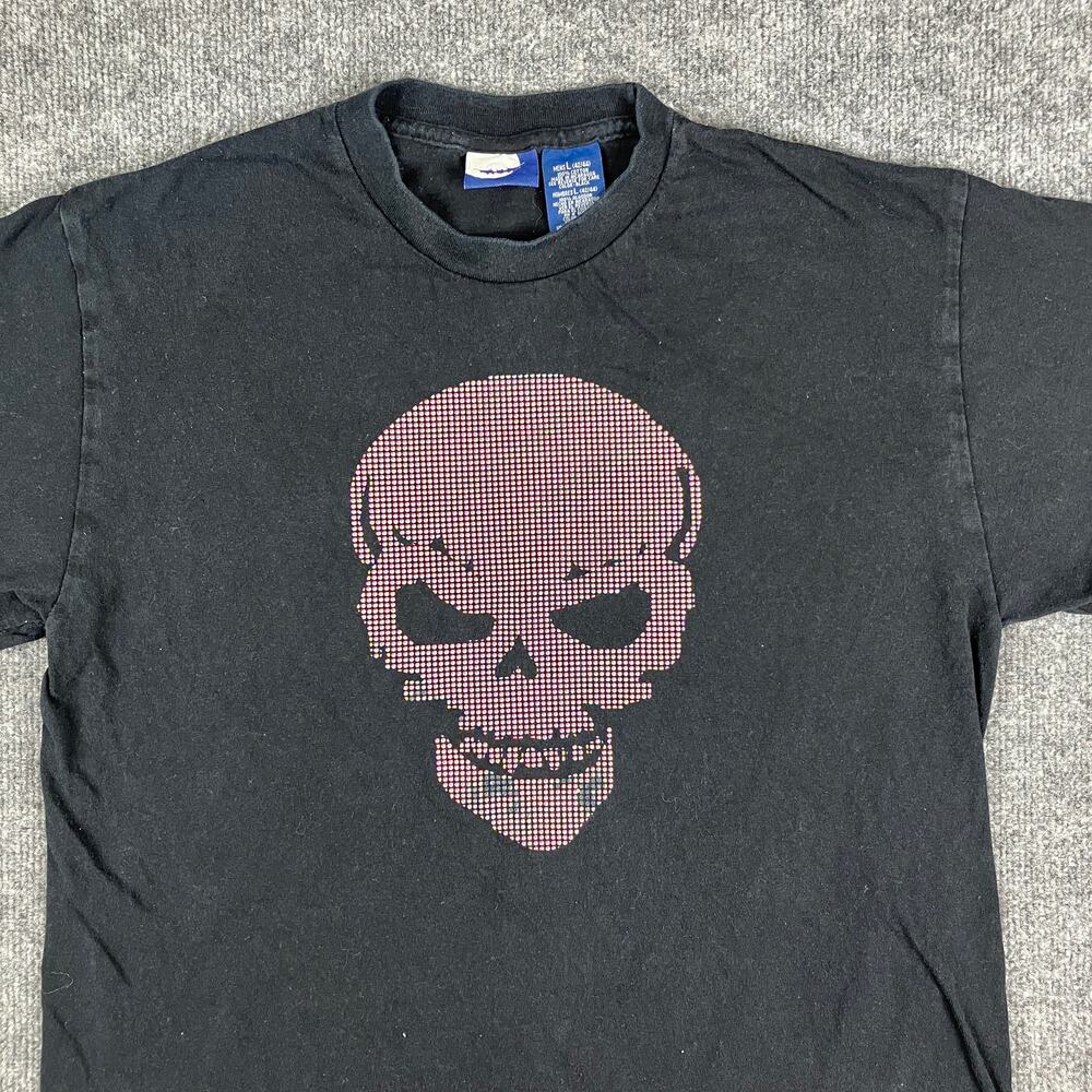 Batman Skull Graphic T-Shirt Mens L Black Short Sleeve Halloween Punk Casual Tee